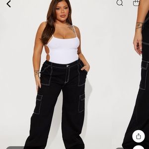 Black Fashion Nova Cargo pants.  Size 22. NWT